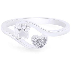 Natural Diamond Paw Print Ring